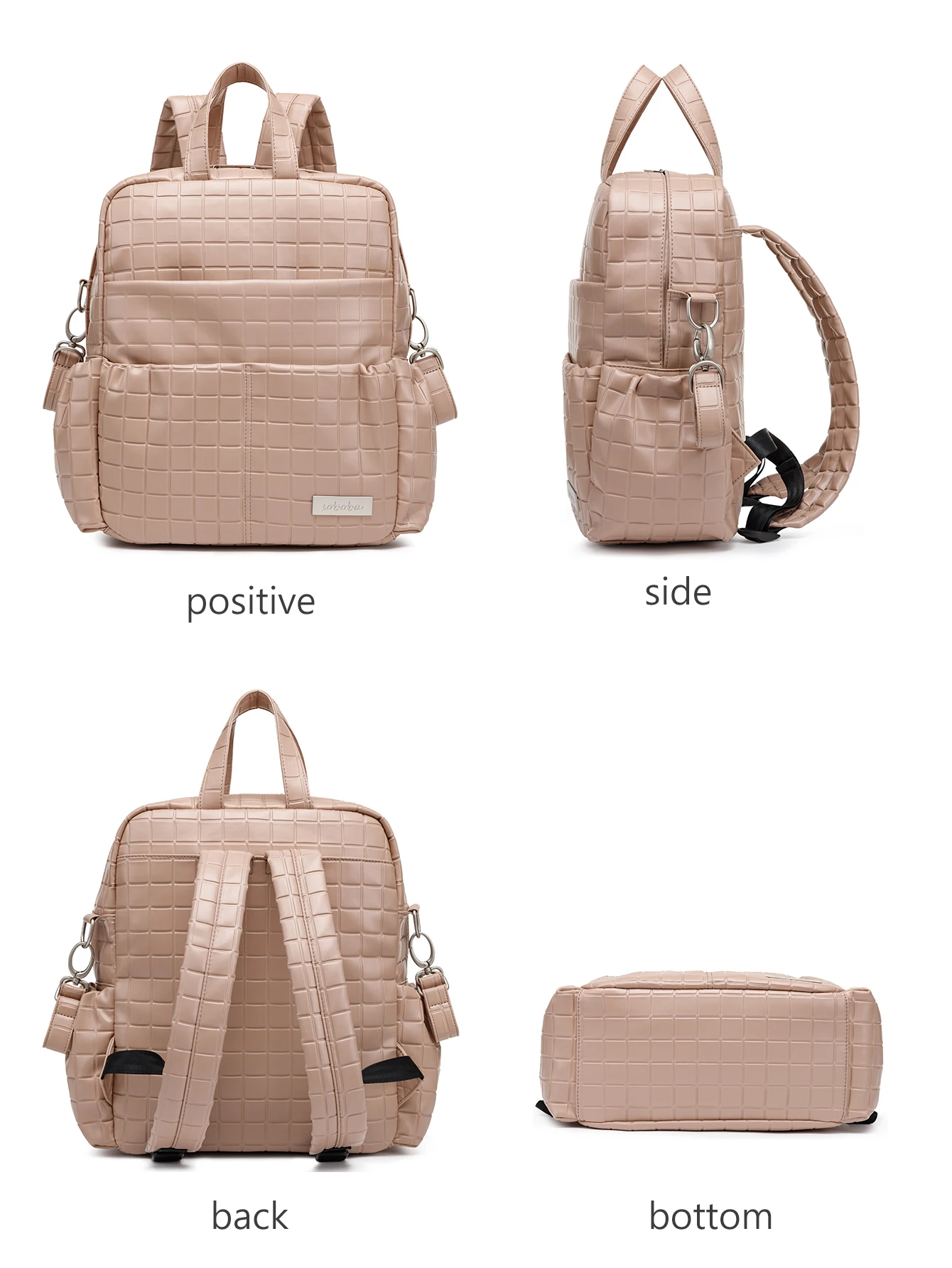 Soboba New Mommy Diaper Bag for Newborn Large Capacity Waterproof Solid Diaper Backpack for Quick Out Going with 2 Straps