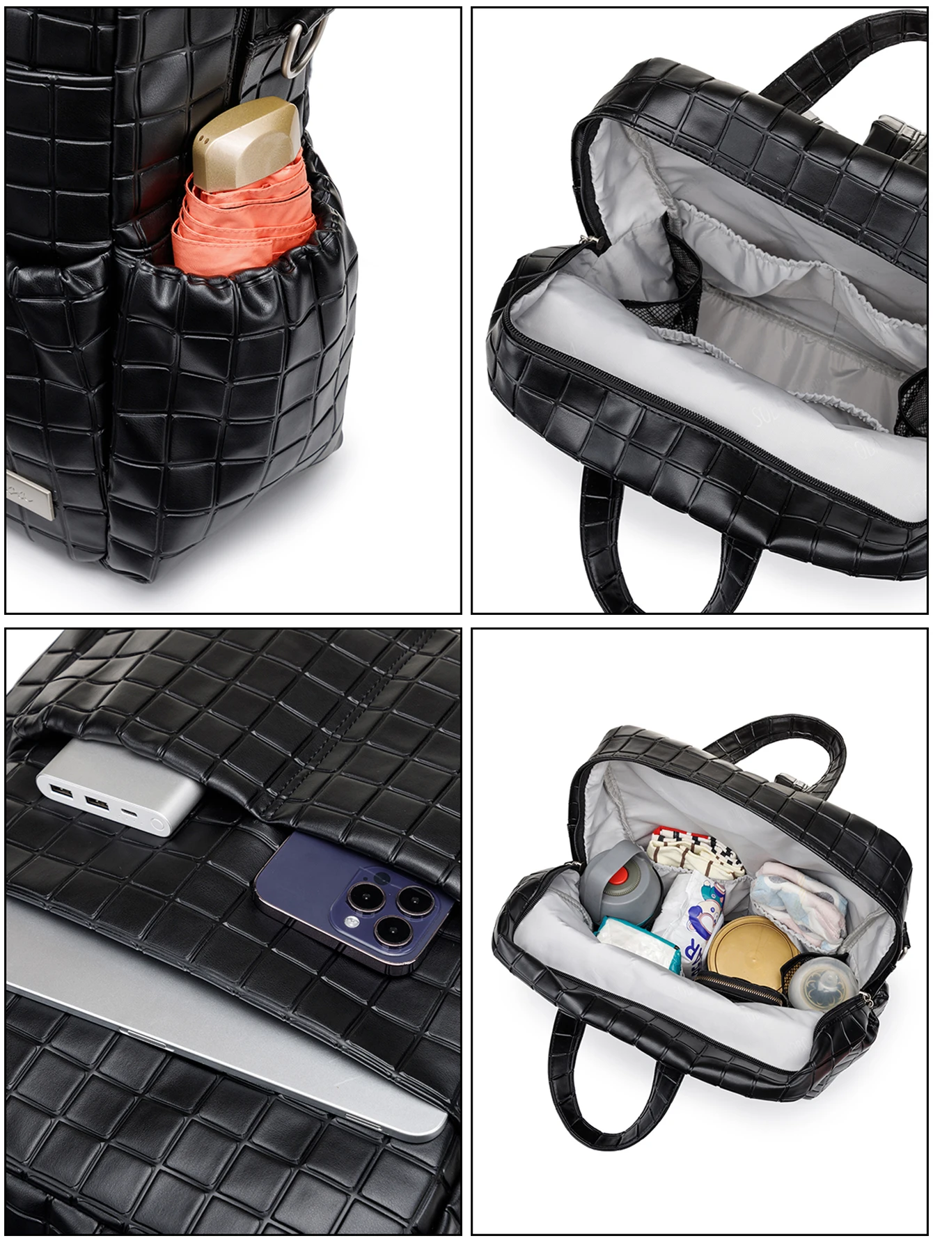 Soboba New Mommy Diaper Bag for Newborn Large Capacity Waterproof Solid Diaper Backpack for Quick Out Going with 2 Straps