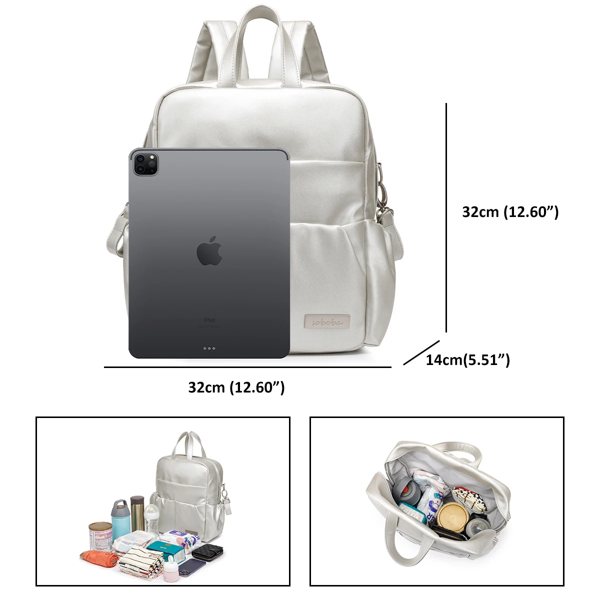 Soboba New Mommy Diaper Bag for Newborn Large Capacity Waterproof Solid Diaper Backpack for Quick Out Going with 2 Straps