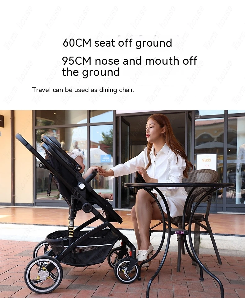 Baby Stroller Can Sit Light Fold Two-way,high Landscape Baby Carriage for Newborn, Four-wheel Shock-absorbing Baby Stroller 2in1
