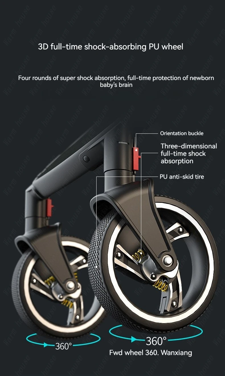 Baby Stroller Can Sit Light Fold Two-way,high Landscape Baby Carriage for Newborn, Four-wheel Shock-absorbing Baby Stroller 2in1