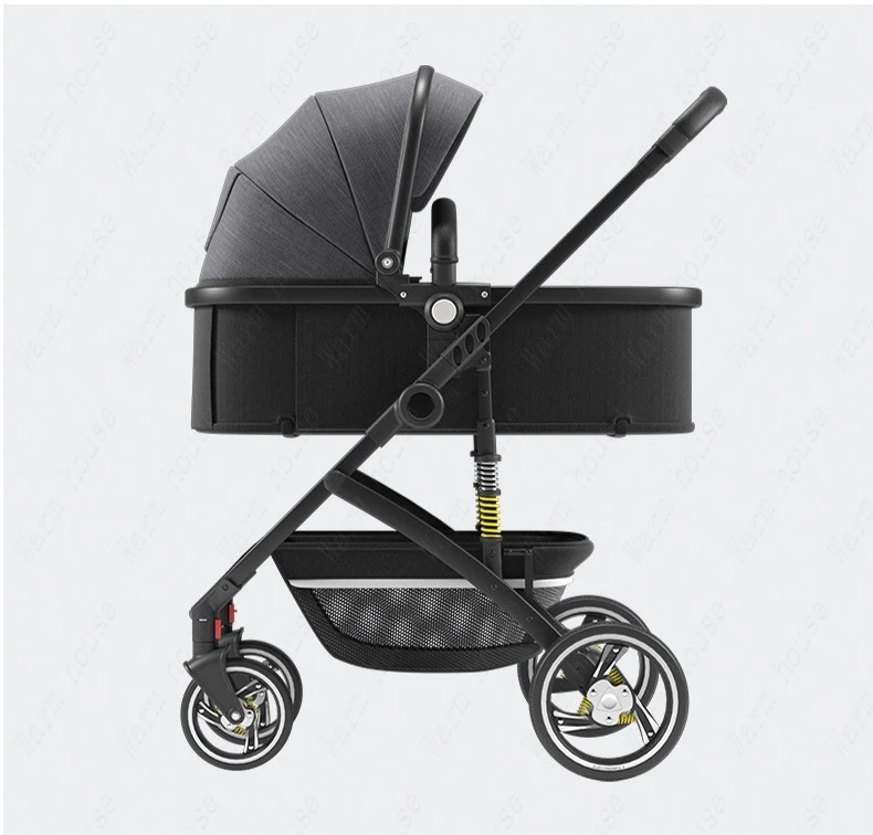 Baby Stroller Can Sit Light Fold Two-way,high Landscape Baby Carriage for Newborn, Four-wheel Shock-absorbing Baby Stroller 2in1