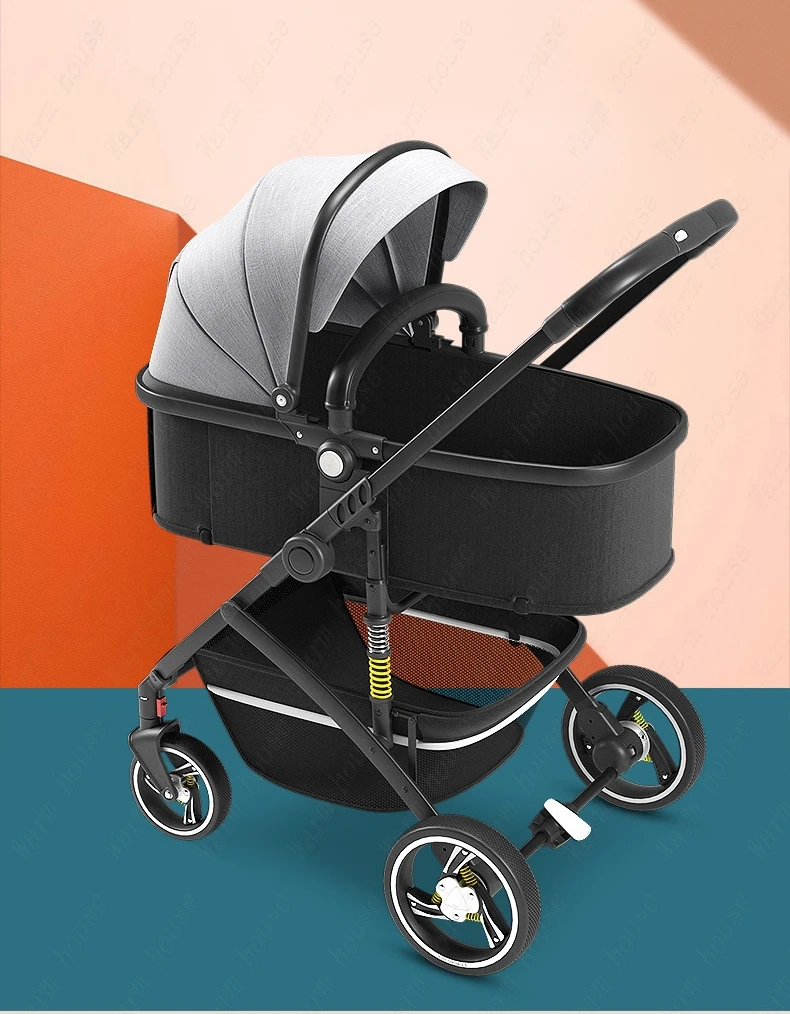 Baby Stroller Can Sit Light Fold Two-way,high Landscape Baby Carriage for Newborn, Four-wheel Shock-absorbing Baby Stroller 2in1