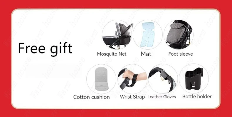 Baby Stroller Can Sit Light Fold Two-way,high Landscape Baby Carriage for Newborn, Four-wheel Shock-absorbing Baby Stroller 2in1