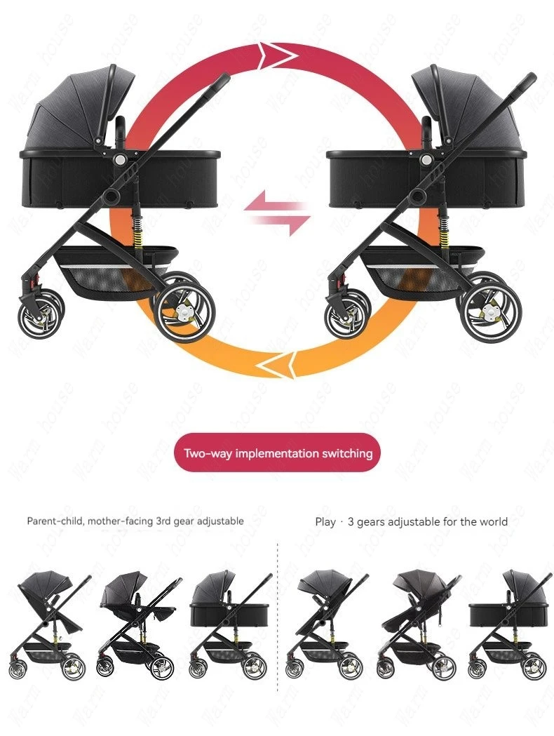 Baby Stroller Can Sit Light Fold Two-way,high Landscape Baby Carriage for Newborn, Four-wheel Shock-absorbing Baby Stroller 2in1