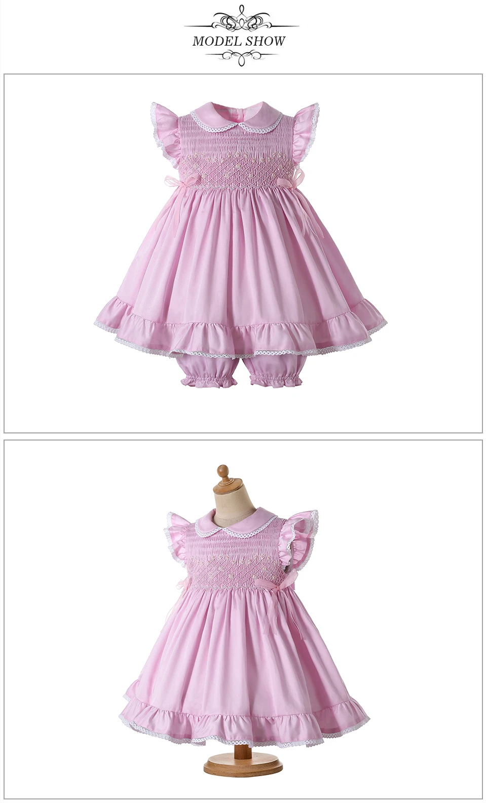 Pettigirl New Arrival Smocked baby dress 100% Cotton baby girl birthday dresses with Matching Shorts