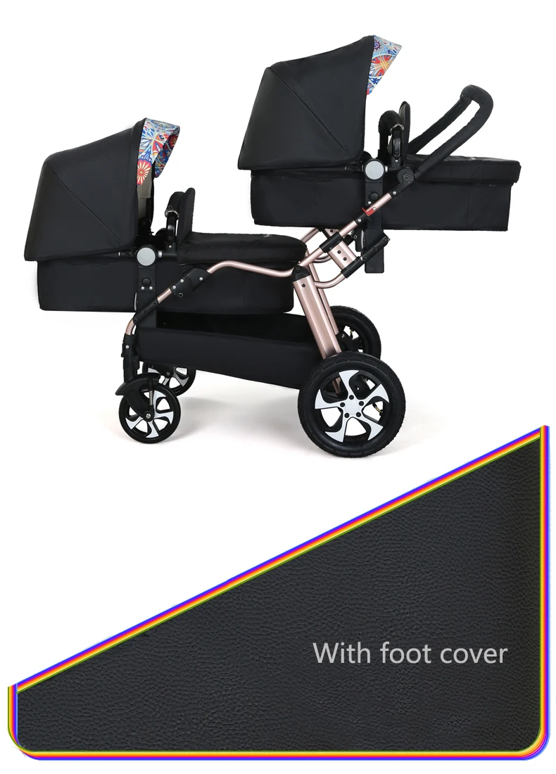 2025 New Twin baby strollers,Eggshel Double baby strollers,Luxury leather baby carriage,portable Folding Double Newborn Pram