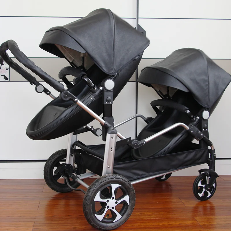 2025 New Twin baby strollers,Eggshel Double baby strollers,Luxury leather baby carriage,portable Folding Double Newborn Pram