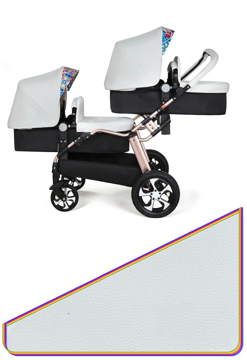 2025 New Twin baby strollers,Eggshel Double baby strollers,Luxury leather baby carriage,portable Folding Double Newborn Pram