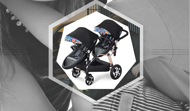 2025 New Twin baby strollers,Eggshel Double baby strollers,Luxury leather baby carriage,portable Folding Double Newborn Pram
