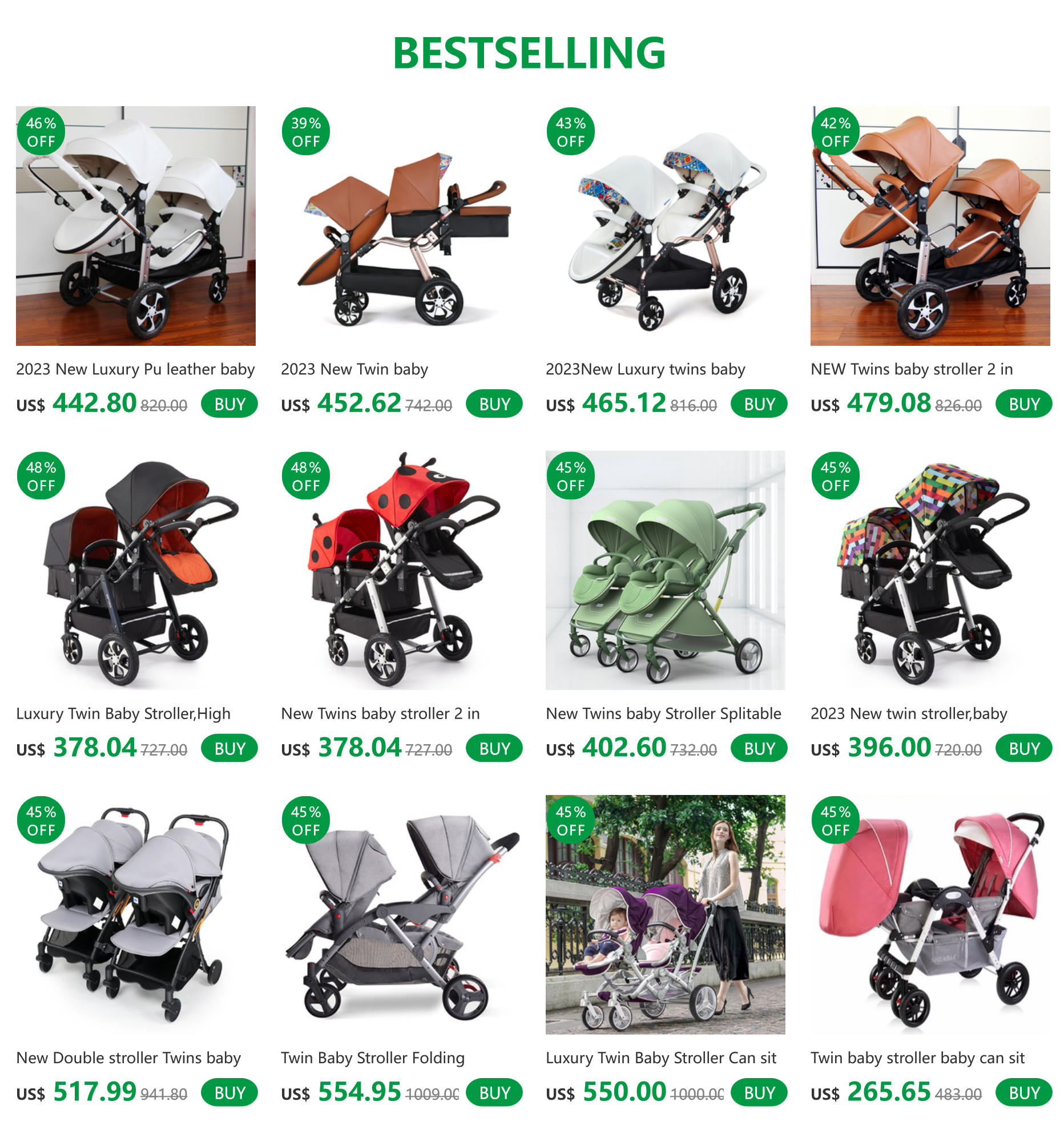 2025 New Twin baby strollers,Eggshel Double baby strollers,Luxury leather baby carriage,portable Folding Double Newborn Pram