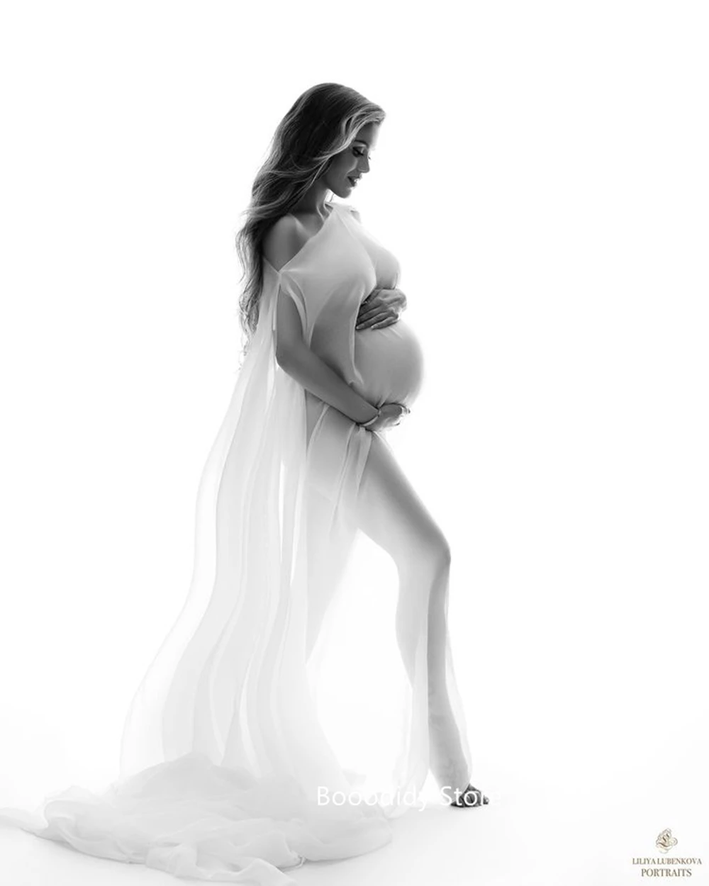 Maternity Photoshoot Outfit Ideas 30 Weeks Pregnant Photoshoot Session Chiffon Fashion Dresses for Pregnancy Studio Props