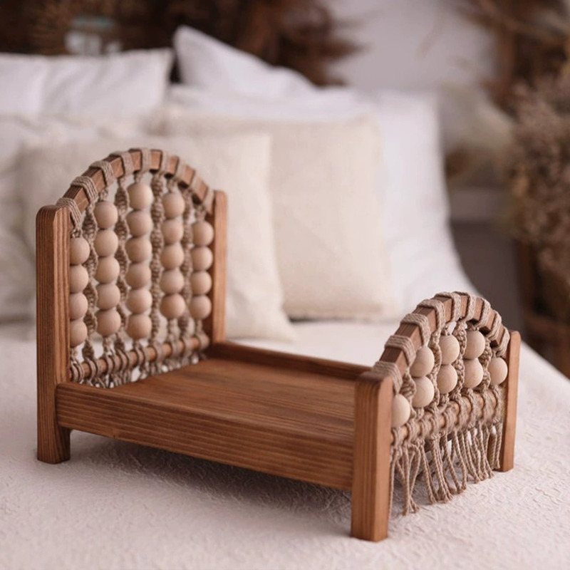 Newborn Photography Props Wood Bed Detachable Bed Baby Photoshoot Accessories for Baby Girl Boy Kids Posing Crib Bed Background