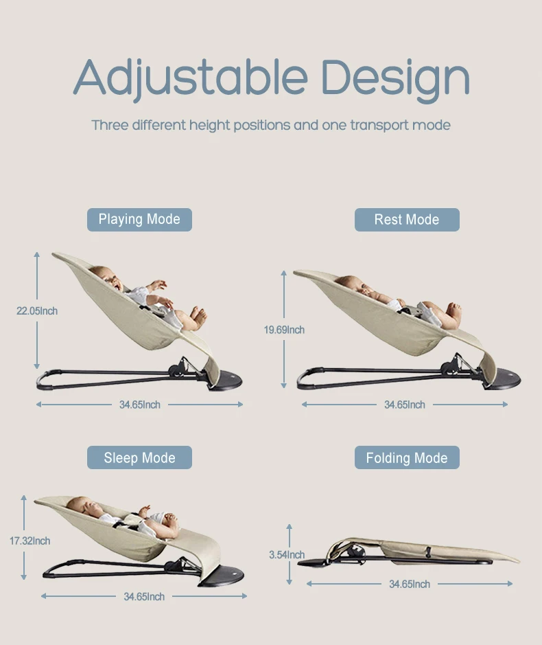Baby Rocking Chair with Toys Foldable Swing Chair for Babies & Toddlers Three-speed Height Adjustment Baby Comfort Chair