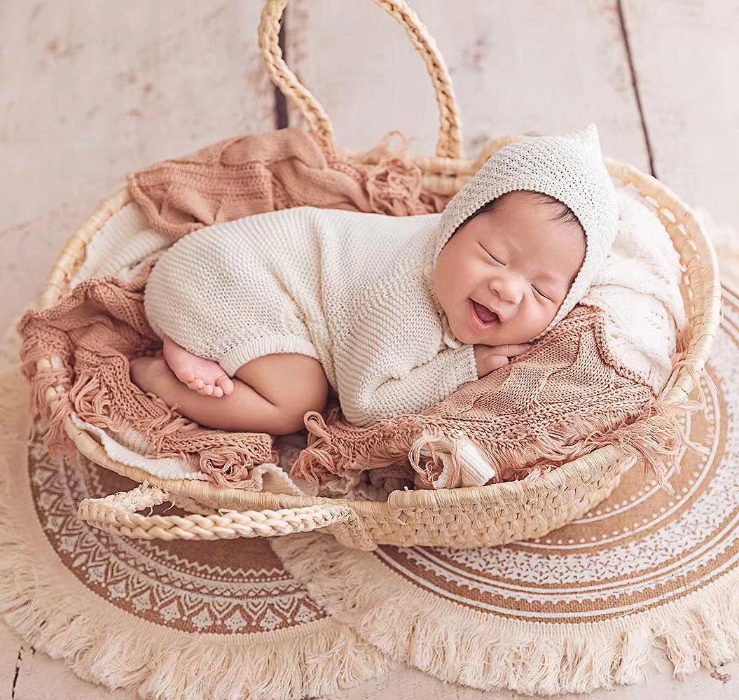 Knitted Baby Boy Costume Newborn Photography Props Long Sleeve Infant Bodysuit Newborn Photography Outfit Baby Girl Accessories