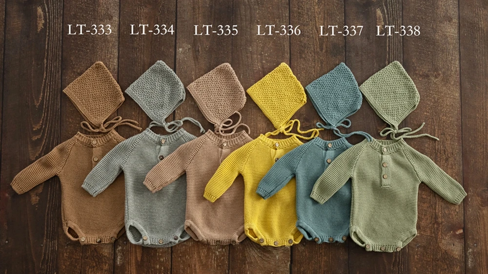 Knitted Baby Boy Costume Newborn Photography Props Long Sleeve Infant Bodysuit Newborn Photography Outfit Baby Girl Accessories