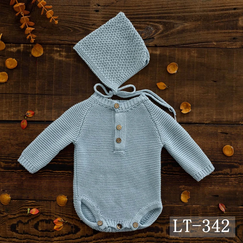 Knitted Baby Boy Costume Newborn Photography Props Long Sleeve Infant Bodysuit Newborn Photography Outfit Baby Girl Accessories