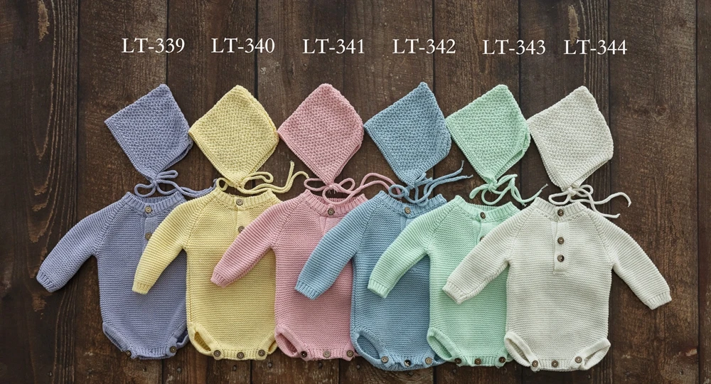 Knitted Baby Boy Costume Newborn Photography Props Long Sleeve Infant Bodysuit Newborn Photography Outfit Baby Girl Accessories