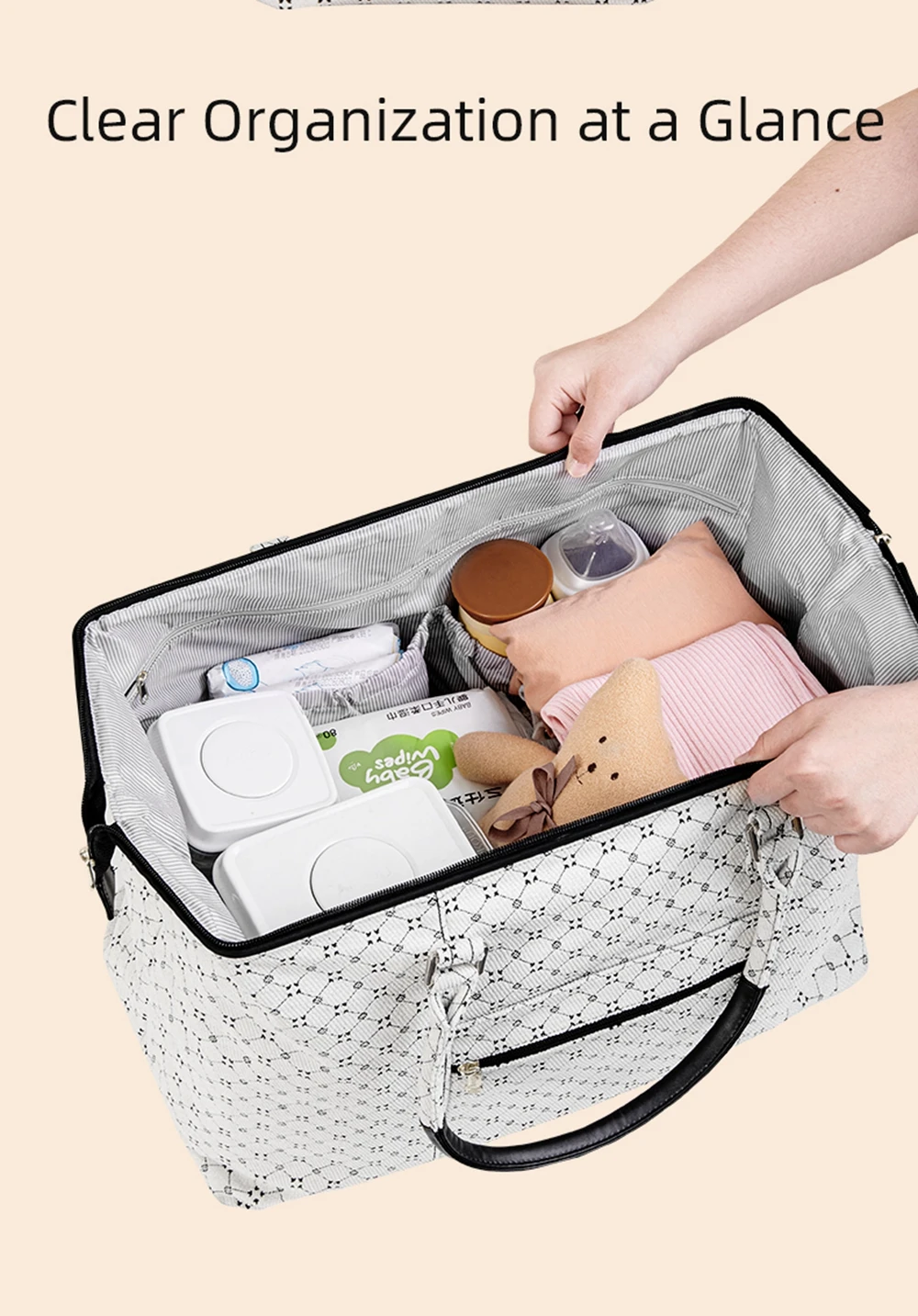 Sunveno Mommy Travel Bag 4 In 1 Diaper Tote Mommy Bag Durable Wide Opening for Quick Access Stylish & Practical