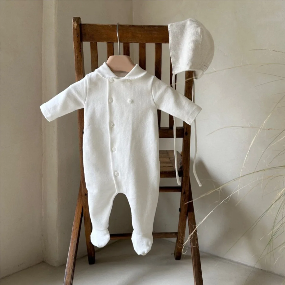 2026 Spring New Baby Long Sleeve Lapel Romper Cotton Infant Boy Girl Solid Casual Jumpsuit Newborn Toddler Clothes 0-24M