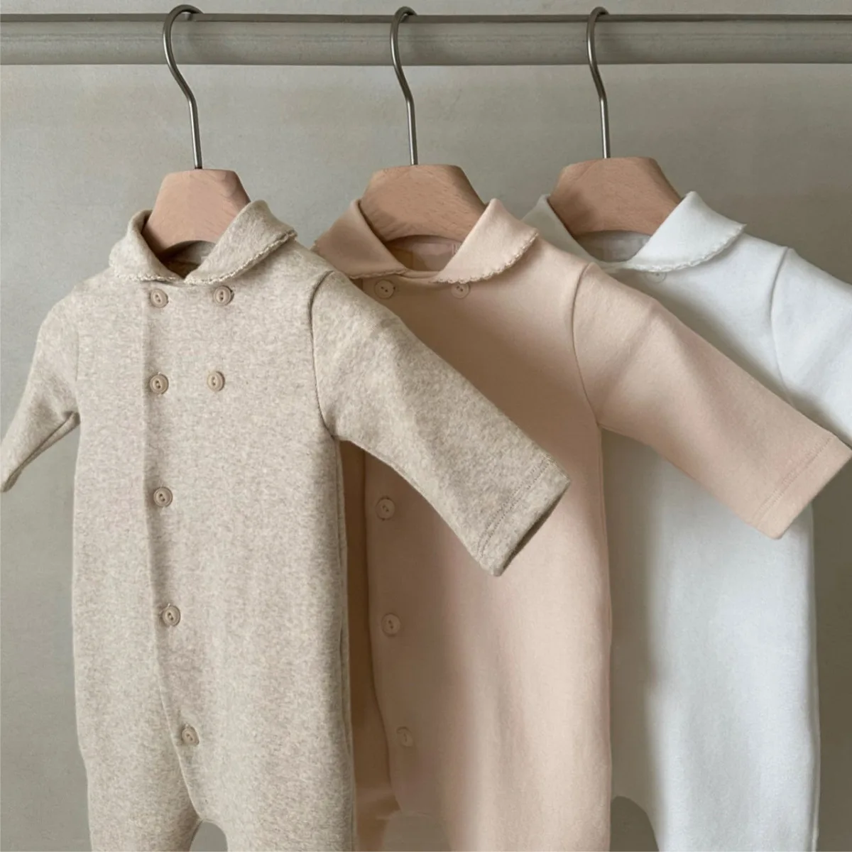 2026 Spring New Baby Long Sleeve Lapel Romper Cotton Infant Boy Girl Solid Casual Jumpsuit Newborn Toddler Clothes 0-24M