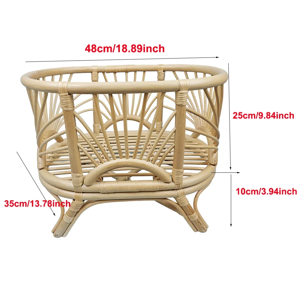 Large Baby Twins Bed Newborn Photography Props Bed Sturdy Retro Bamboo Crib Wooden Basket Bed Newborn Photo Posing Furniture