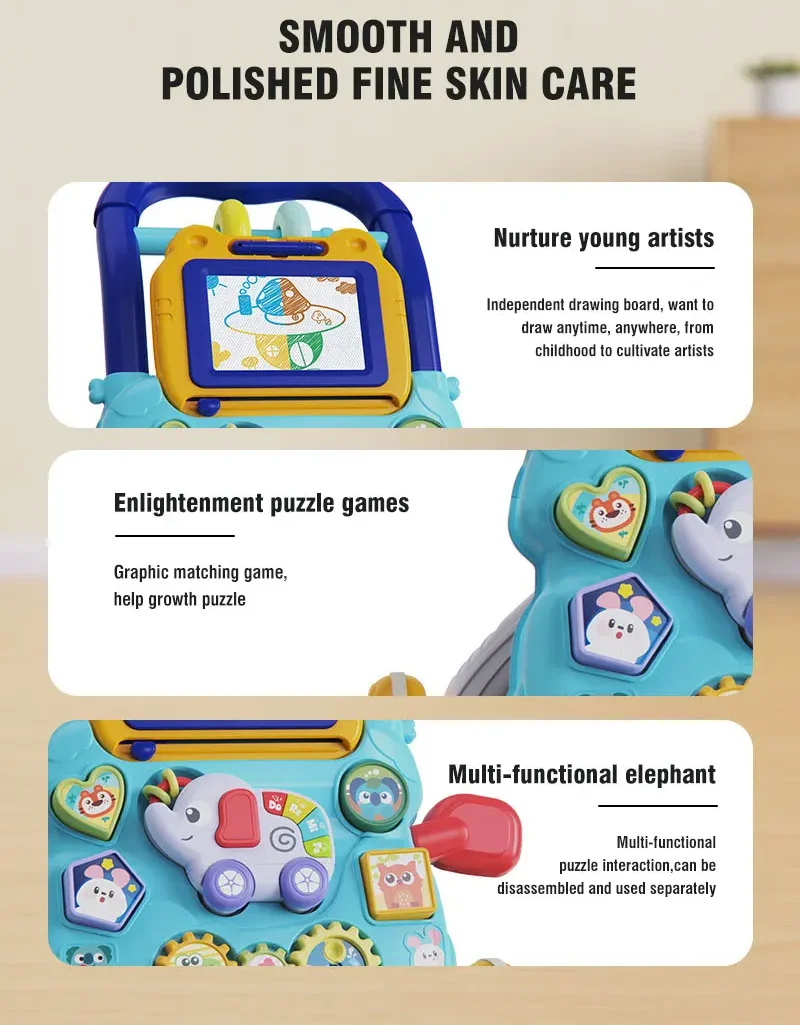 PANGDUBE Early Educational Baby Walker with Artboard Toy Baby Activities Learning Walking Toys Walkers for Baby Assisted Walking