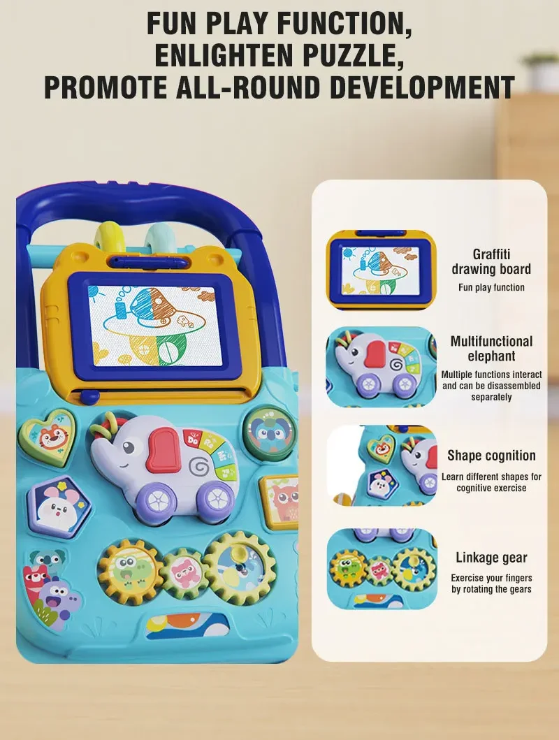 PANGDUBE Early Educational Baby Walker with Artboard Toy Baby Activities Learning Walking Toys Walkers for Baby Assisted Walking