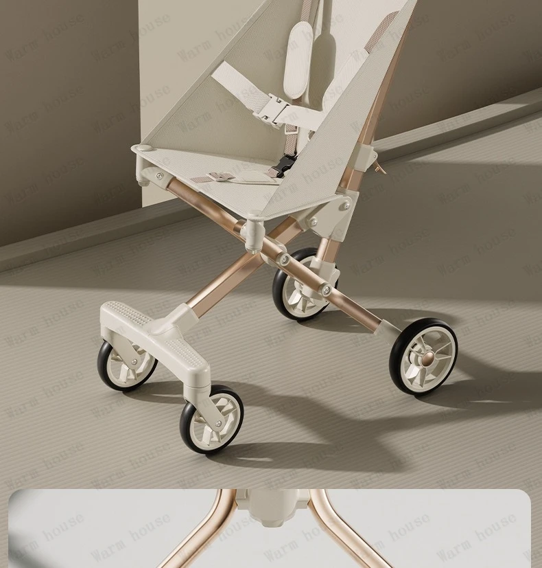 High Landscape Stroller Light Travel Trolley Light and Foldable Portable Travel Baby Stroller Four Wheel Trolley Cart