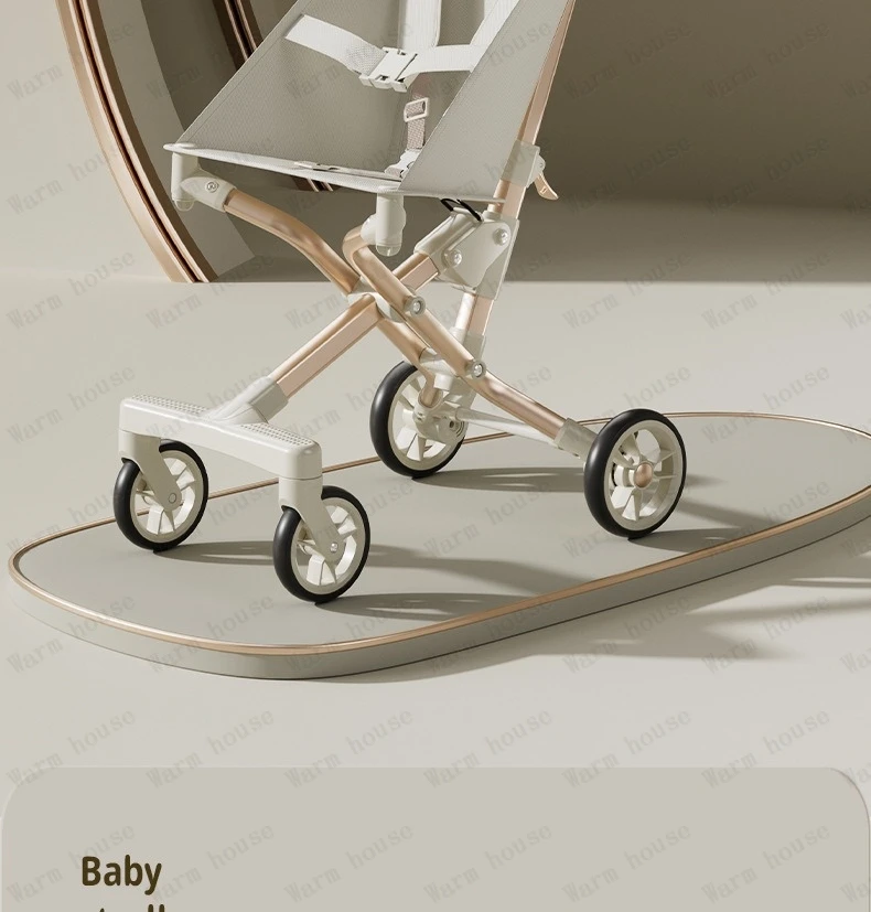 High Landscape Stroller Light Travel Trolley Light and Foldable Portable Travel Baby Stroller Four Wheel Trolley Cart