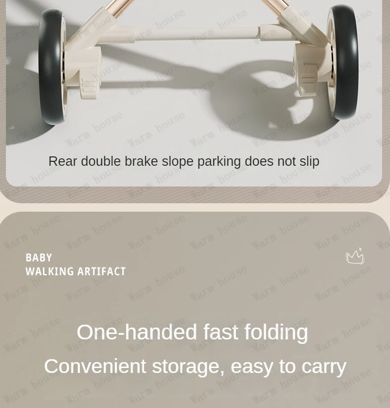 High Landscape Stroller Light Travel Trolley Light and Foldable Portable Travel Baby Stroller Four Wheel Trolley Cart
