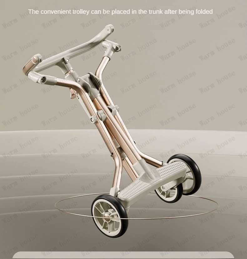 High Landscape Stroller Light Travel Trolley Light and Foldable Portable Travel Baby Stroller Four Wheel Trolley Cart