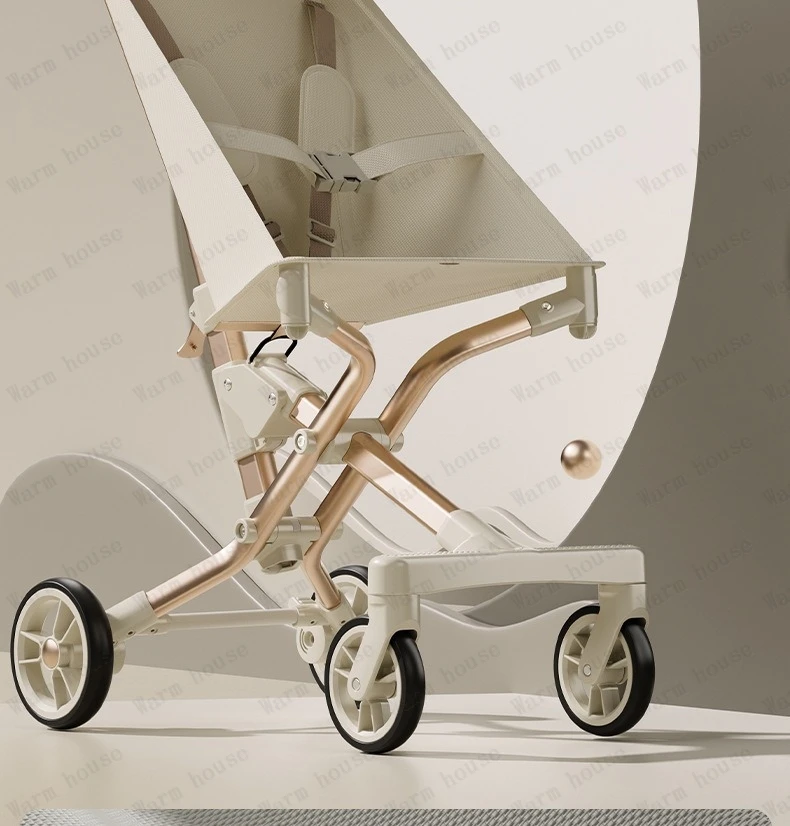 High Landscape Stroller Light Travel Trolley Light and Foldable Portable Travel Baby Stroller Four Wheel Trolley Cart