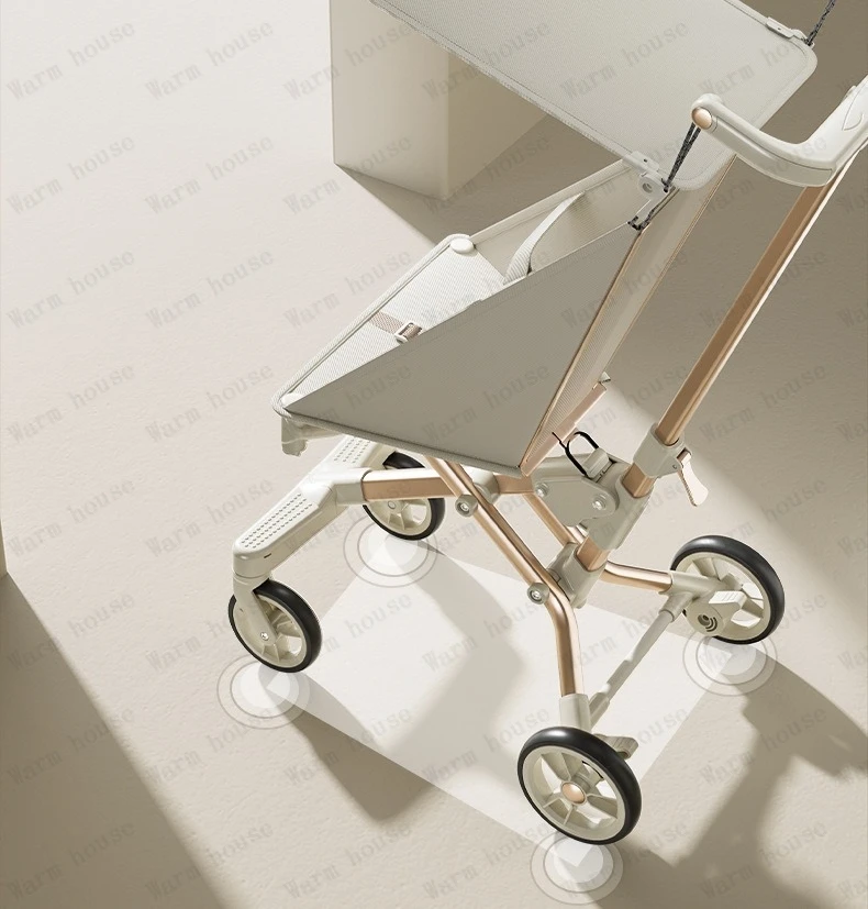 High Landscape Stroller Light Travel Trolley Light and Foldable Portable Travel Baby Stroller Four Wheel Trolley Cart