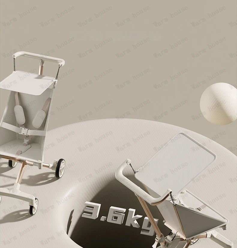 High Landscape Stroller Light Travel Trolley Light and Foldable Portable Travel Baby Stroller Four Wheel Trolley Cart