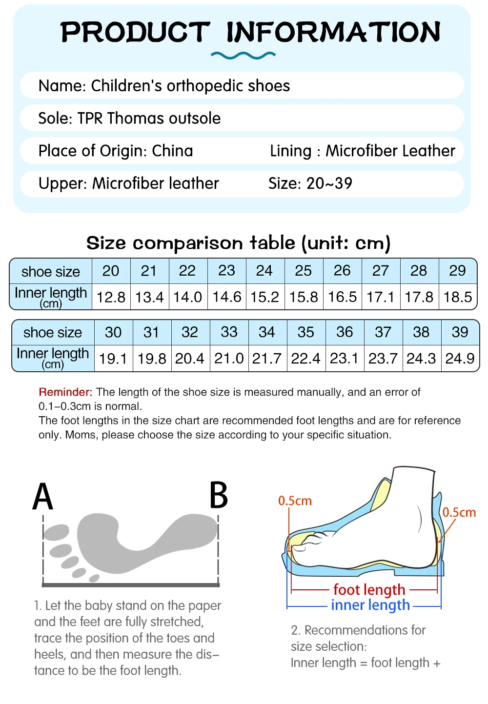 Children Sandals Kids Boys Orthopedic Arch Support Shoes Summer Girls Toddler Leather Flatfeet Footwear 2To 12Years Age