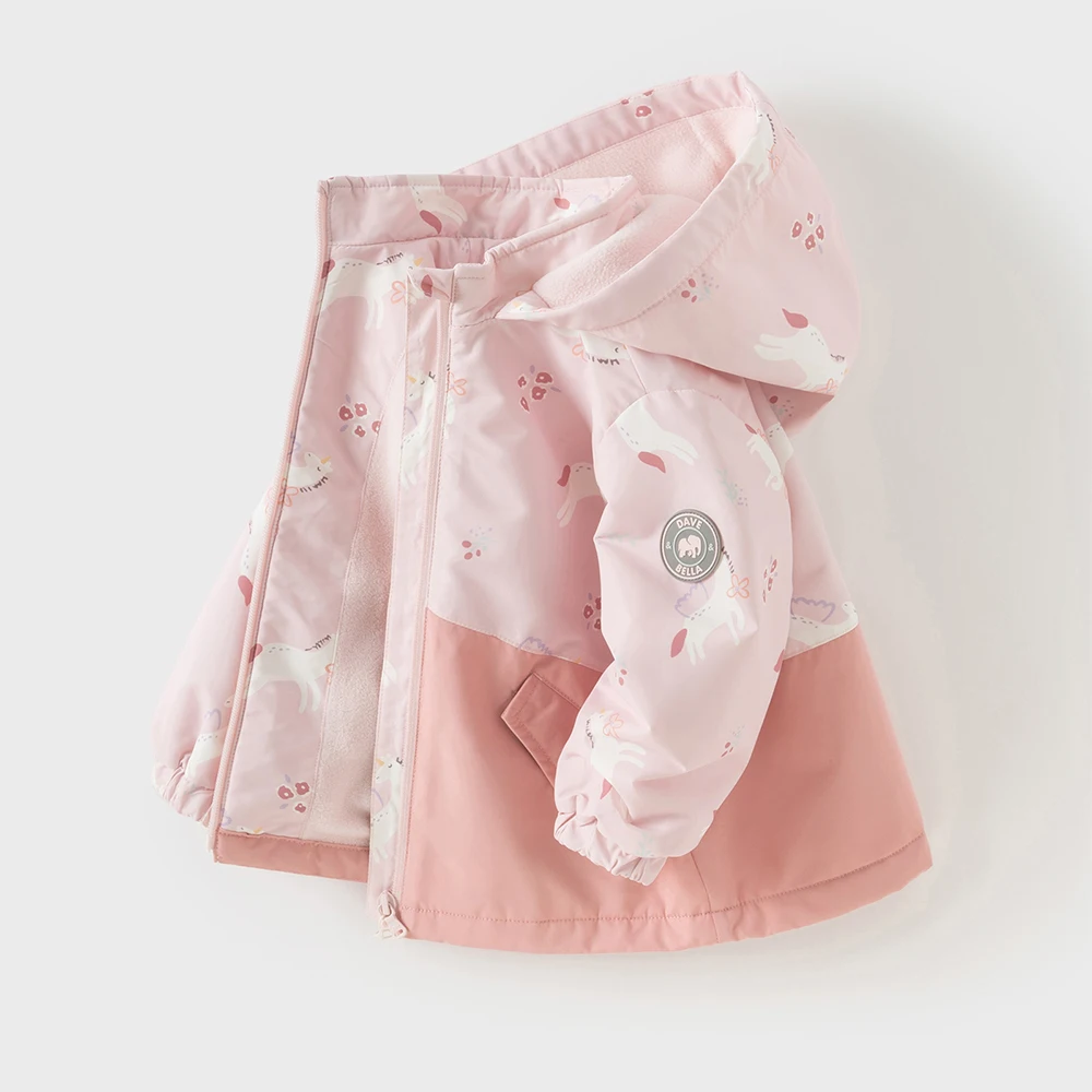 Dave Bella Children Girls Baby Tops Outerwear Autumn Winter Fashion Casual Sweet Cute Children's Overcoat Outdoor Warm DB3253553