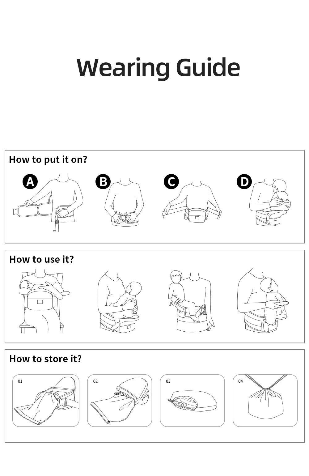 Sunveno Advanced Foldable Baby Carrier Adjustable Waistband Ergonomic Lightweight Collapsable Hipseat Carrier Portable Pocket