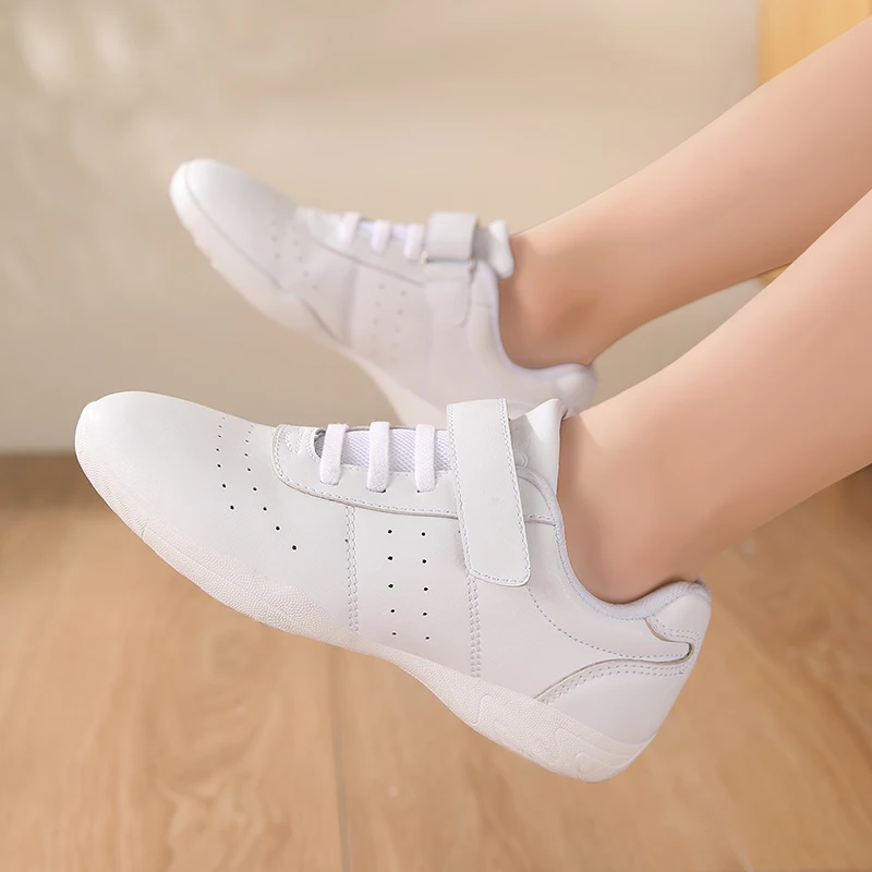 BAXINIER Youth Cheerleading Shoes Girls White Dance Shoes Women Sneakers Training Tennis Kids Competitive Aerobics Shoes