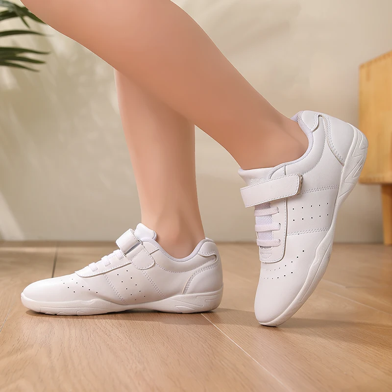 BAXINIER Youth Cheerleading Shoes Girls White Dance Shoes Women Sneakers Training Tennis Kids Competitive Aerobics Shoes