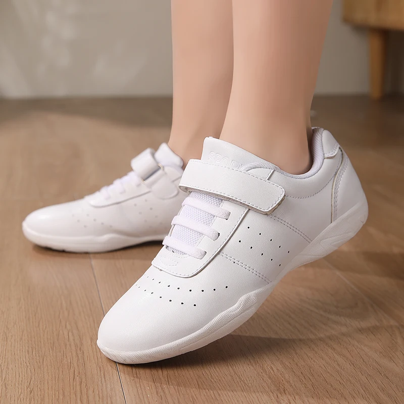 BAXINIER Youth Cheerleading Shoes Girls White Dance Shoes Women Sneakers Training Tennis Kids Competitive Aerobics Shoes
