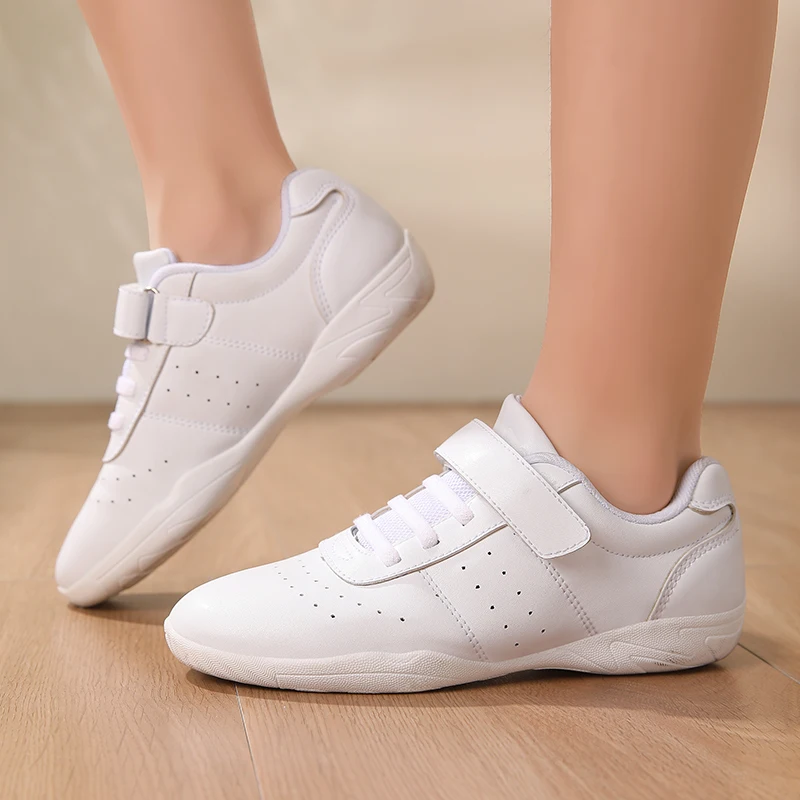 BAXINIER Youth Cheerleading Shoes Girls White Dance Shoes Women Sneakers Training Tennis Kids Competitive Aerobics Shoes