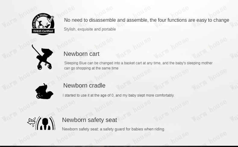 4-in-1 baby two-way stroller Multifunctional newborn baby stroller 3in1 Foldable Basket type seat