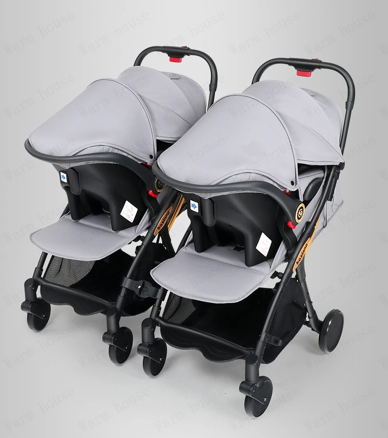 Twins Baby stroller with car seats 0-3 years lightweight baby stroller 3in1 four wheels Shock absorption folding for Two babies