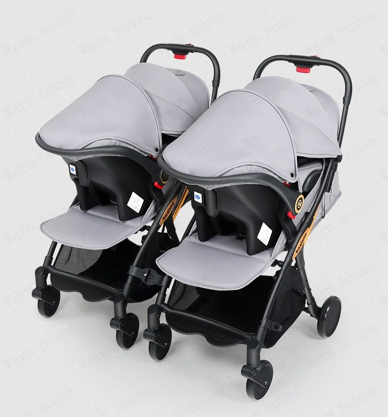 Twins Baby stroller with car seats 0-3 years lightweight baby stroller 3in1 four wheels Shock absorption folding for Two babies
