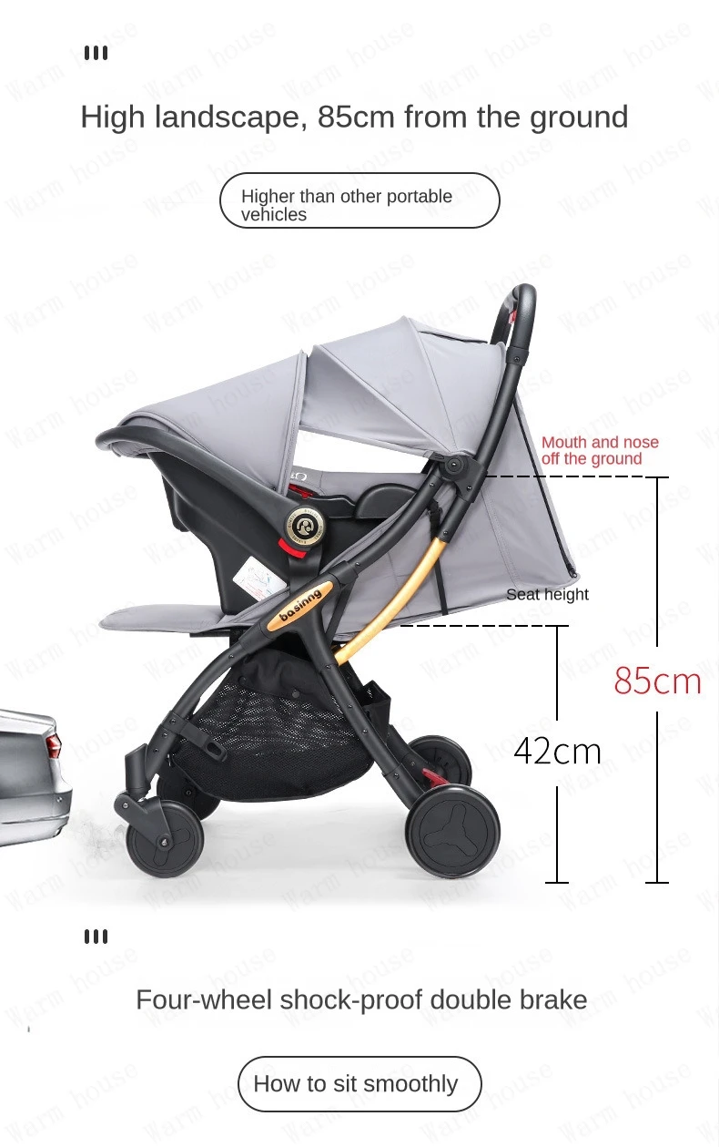 Twins Baby stroller with car seats 0-3 years lightweight baby stroller 3in1 four wheels Shock absorption folding for Two babies