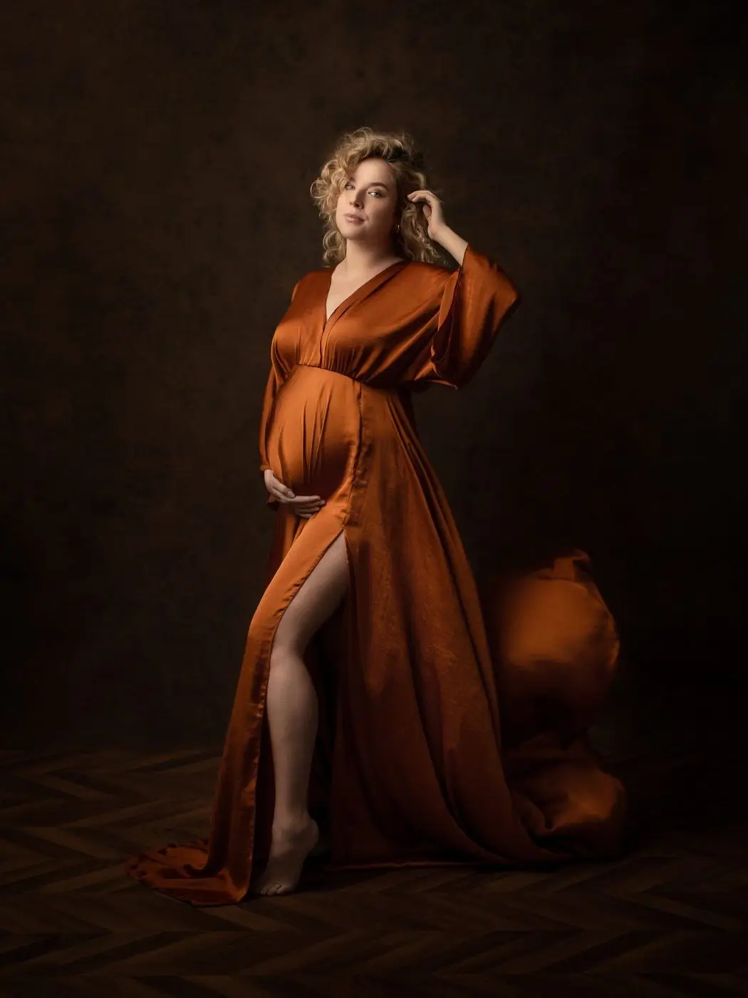 Boho Maternity Photography Props V Neck Dresses Free Size Adjustable Soft Pregnancy Photo Shoot Sides Slit For Baby Shower