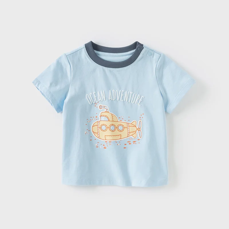 Dave Bella Boys Summer T-shirt Casual Short Sleeve Tops Children Cartoon Printed Cotton T-shirt Casual Kids Clothes DB2250239