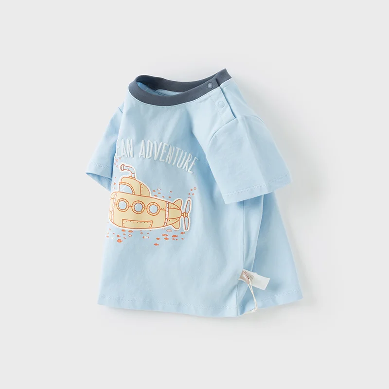 Dave Bella Boys Summer T-shirt Casual Short Sleeve Tops Children Cartoon Printed Cotton T-shirt Casual Kids Clothes DB2250239