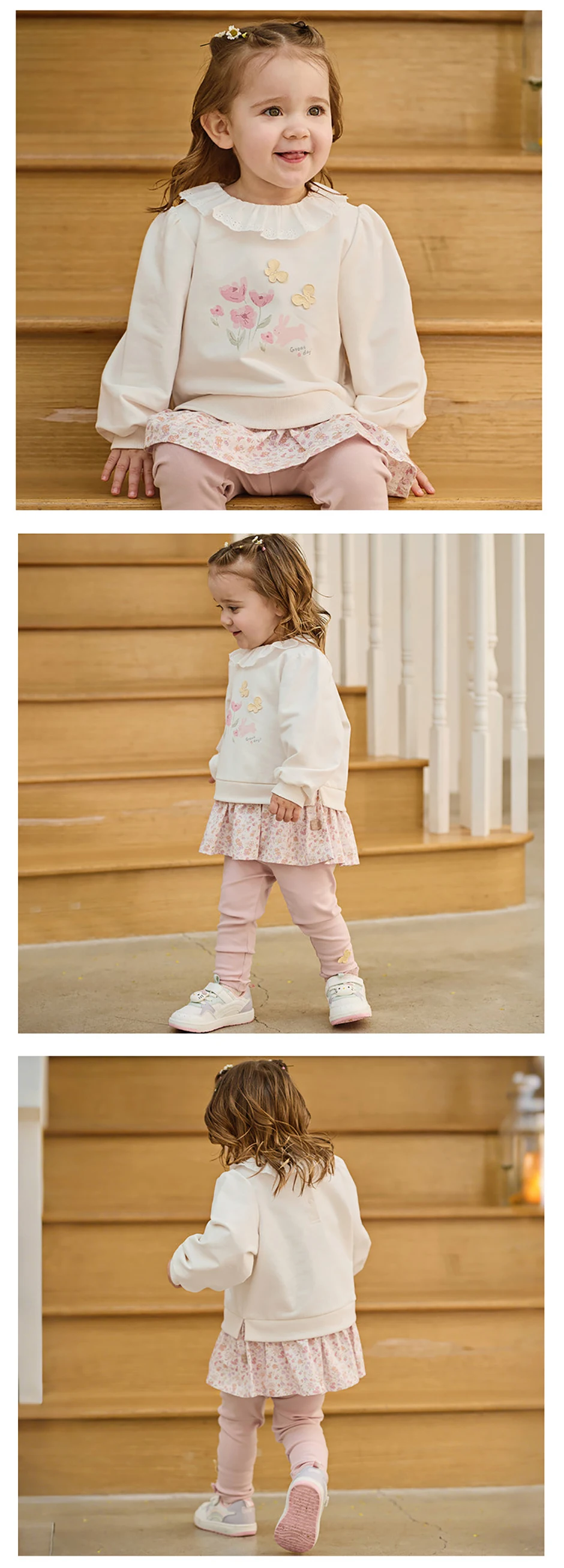 Dave Bella Children One-piece Dress Autumn Spring Girls Clothes Baby Kid Sweet Print Dresses Casual Cotton Long Sleeve DB1260248